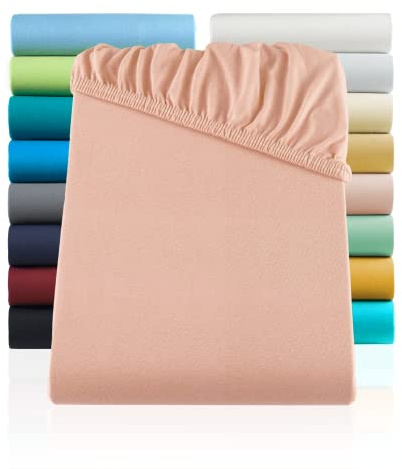 SHC by BaSaTex Jersey Spannbettlaken, 180x200-200x200, Altrosa - Rosa | 100% Baumwolle, Spannbetttuch Spannleintuch für Standard- und Doppelbettmatratzen
