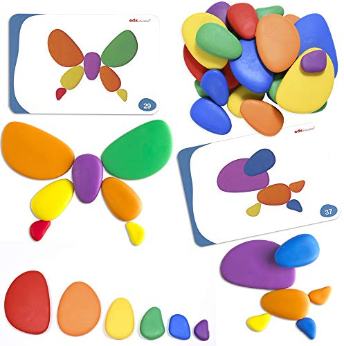 Rainbow Pebbles - Set mit 36 + 40 Aktivitäten - Die originalen Farbsortier- und Stapelsteine - Frühe mathematische Spiele