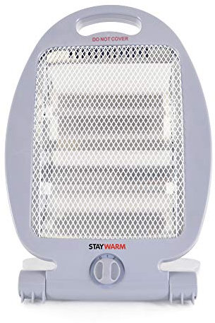 STAYWARM 800w 2 Bar Quartz Heater with 2 Heat Settings / Safety Tip-over Switch / Wide Angle Heat Reflector / Carry Handle - F2102GR - Grey