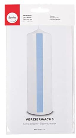RAYHER HOBBY Rayher 3103708 Verzierwachs, hellblau, 2 Verzierwachsplatten 20 x 10 cm, Wachsfolie zum Kerzen verzieren, Kerzenwachs, Wachsfolie