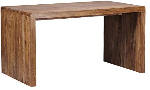 Wohnling Schreibtisch BOHA Massiv-Holz Sheesham Computertisch 140 cm breit Echtholz Design Ablage Büro-Tisch Landhaus-Stil Büromöbel Modern Büroeinrichtung