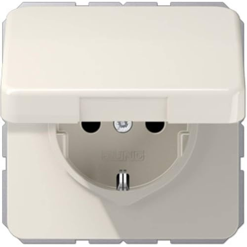 Jung Schuko Steckdose 16 A 250 V Bruchsicher mit Klappdeckel Serie CD Weiß, 1 Stück, CD 1520 BFKL