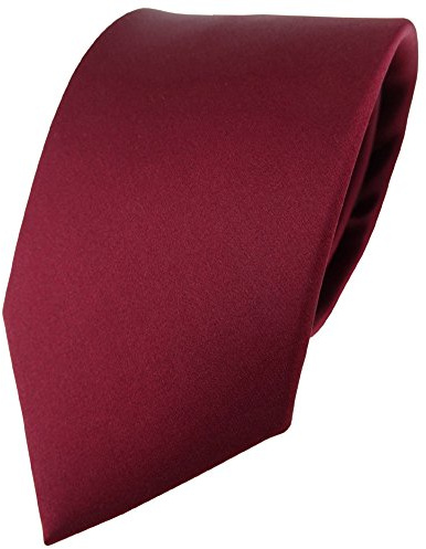 TigerTie Satin Seidenkrawatte in bordeaux einfarbig Uni - Krawatte 100% Seide