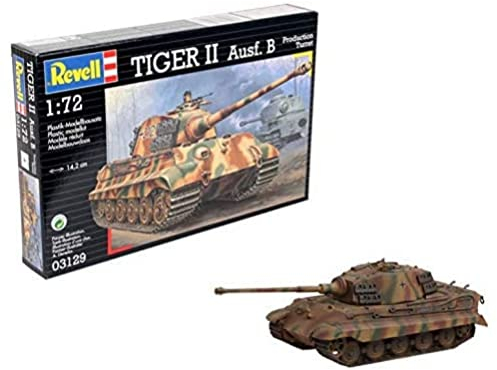 Revell Modellbyggsats pansar 1:72 – Tiger II version. B i skala 1:72, nivå 4, originaltrogen kopia med många detaljer, 03129