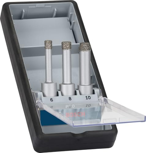 Bosch Accessories Professional 4tlg. Diamant-Bohrer-Set trocken Easy Dry | für Fliesen, Harte Fliesen, Ø 6,00, 8,00, 10,00 mm, Professional Zubehör Bohrmaschine/Schrauber