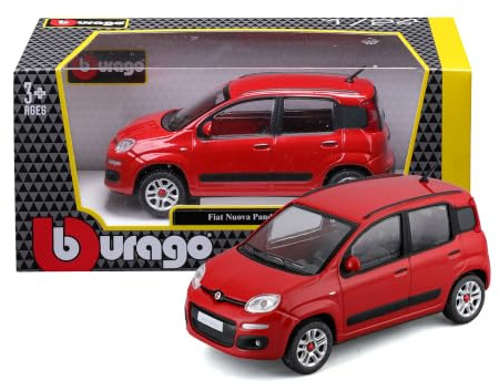 BBURAGO Fiat Panda - Modellino Realistico Auto in Scala 1:24, Licenza Ufficiale Fiat, Disponibile in Rosso e Bianco, Età Consigliata 3+ Anni