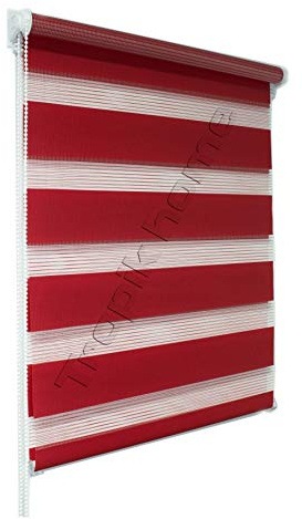 Red Day and Night Zebra/Vision Window Roller Blind, Choice of 16 Width Sizes, 90cm Wide (+4.5cm fittings)