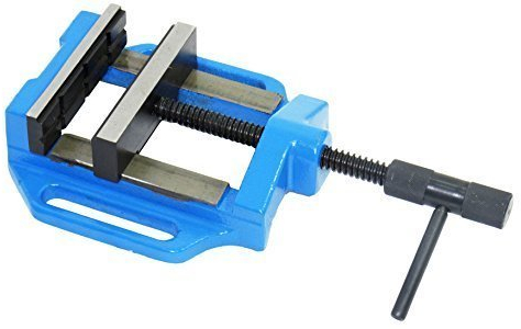 qteck Maschinenschraubstock 125 mm 5 - Schraubstock Säulenbohrmaschine Tischbohrmaschine (Blau)