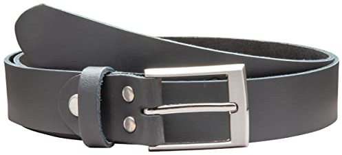Vascavi Ledergürtel echt Leder, 3 cm breit und ca. 0.25 cm stark, Gürtel, Hüftgürtel, Jeansgürtel, Made in Germany (90 cm Gesamtlänge 100 cm, Grau)