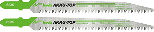 kwb AKKU TOP Stichsäge-Blätter im Zweier-Set zur Holzbearbeitung - Sägeblatt aus HCS Kohlenstoff-Stahl, Länge 116/87 mm - Made in Germany