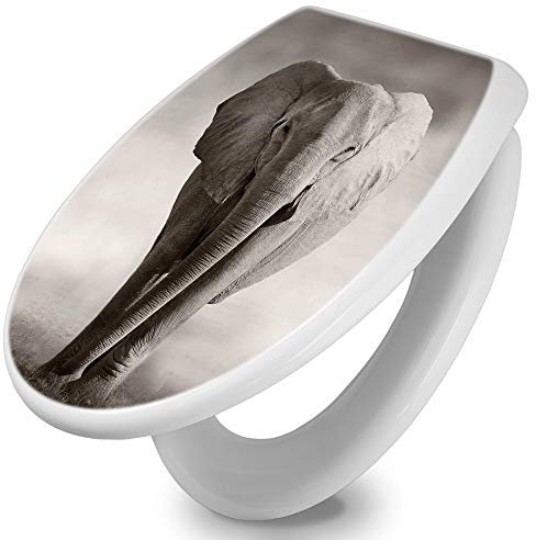 banjado Toilettendeckel mit Absenkautomatik 44,5x37cm / WC Brille Soft Close/hygienischer Toilettendeckel/Klodeckel Duroplast Edelstahl Scharniere einfache Montage/Motiv Joseline