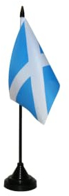 Flaggenfritze Tischflagge Schottland 10 x 15 cm, reißfestes Polyester, farbintensiver Siebdruck, kleine Fahne mit Kunststoff-Sockel