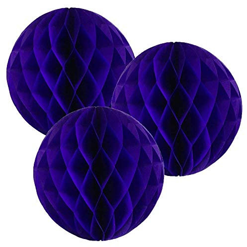 Bolas de panal de papel de 25 cm (paquete de 3) varios colores disponibles (azul real)