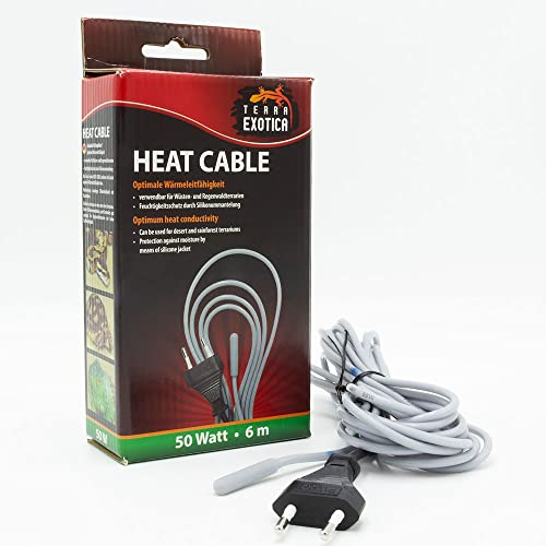 Terra Exotica Heizkabel - 50 Watt / 6 m Heat Cable - Bodenheizung für Terrarien - Terrarium Heizung - Silikonheizkabel für optimale Wärmeleitfähigkeit