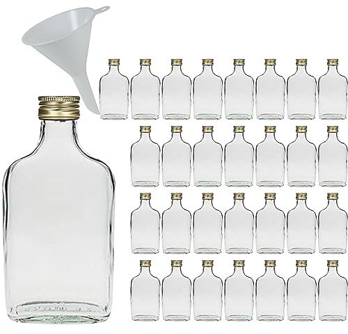 Viva-Haushaltswaren Gabriele Hesse e.K. 30 Glasflaschen 200ml mit Schraubverschluss zum Selbstbefüllen inkl. einem Einfülltrichter Ø 7 cm