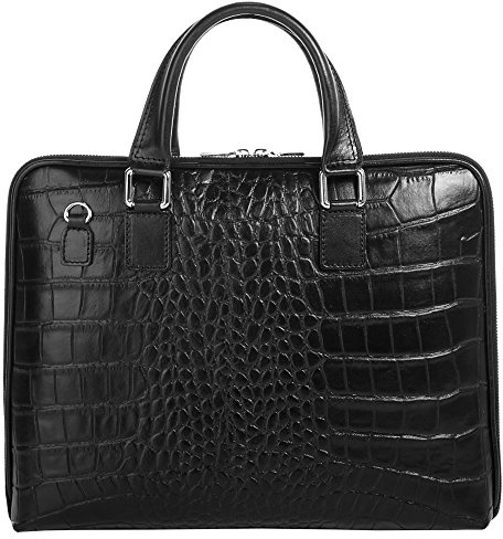 Cluty Aktentasche Echt Leder Damen Made in Italy, Business Tasche, Handtasche mit Krokoprägung, Ledertasche mit Handyfach