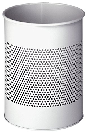 Durable Papierkorb Metall rund 15 Liter, Perforation 165 mm, grau, 331010 | Abfallbehälter aus Stahl, 165 mm Perforationsring, 31,5 cm hoch, mit praktischem Griffrand
