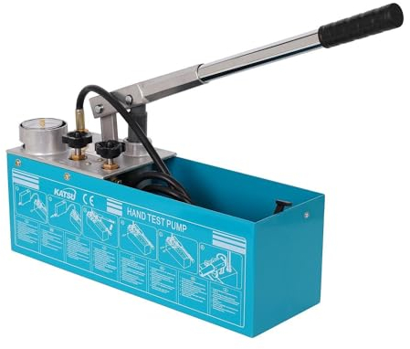 KATSU Pipeline Pressure Test Pump, Manual Hand Power Hydraulic 12L 0-50Bar Leakage Tester for Hot and Cold Water Pipe System Installation Inspection 318923