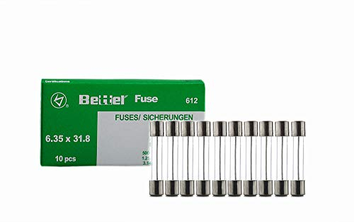 EDI-TRONIC 10 Piezas fusibles de Vidrio de liberación Lenta 6.3x32mm 250V Träge TYP612 2A