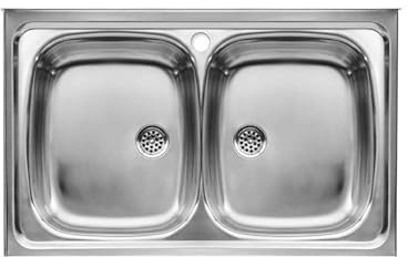 Roca A870420803 - Fregadero de 2 cubetas de acero inoxidable