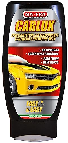 MAFRA, Carlux - Cera Auto Sintetica Protettiva Superlucidante con Effetto Anti-Pioggia e Anticalcare per una Protezione Idrorepellente, Dona una Lucentezza Profonda che Dura nel Tempo, Formato 250ml
