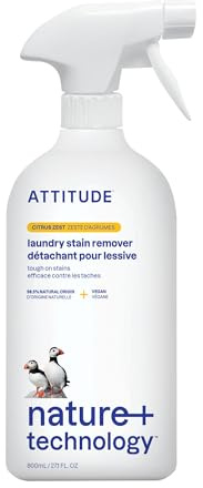 ATTITUDE Laundry Stain Remover, EWG Verified, Tough on Stains, Plant-Based & Vegan, Natural Laundry Soap, Citrus Zest Scent, 800 mL