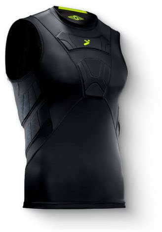 Storelli BodyShield Sleeveless Undershirt, Protective Soccer Base Layer, Lightweight Compression Top with Padded Chest and Rib Protection, Ultimate Comfort and Safety for Athletes, Black, Extra Large