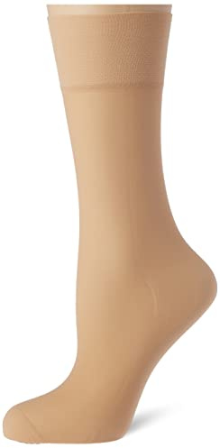 Nur Die 2er Pack Knie 20 DEN transparente Nylon Fein-Kniestrümpfe matt breiter Komfortbund Damen, mandel, one size