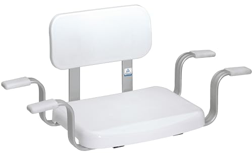 Weinberger Badewannensitz mit Rückenlehne | Sitzbrett | Belastbar bis 150 kg | Anti-Rutsch | Wannenbreite 52-64 cm | Moderne Badezimmerhilfe für Senioren | Modell 48538 | Weiß