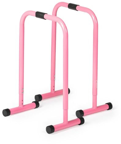 Titan Fitness Pink Dip Stand Station, Adjustable Height Upper Body Stabilizer Parallettes, Rated 300 LB for Tricep Dips, Pull-Ups, Push-Ups, L-Sits