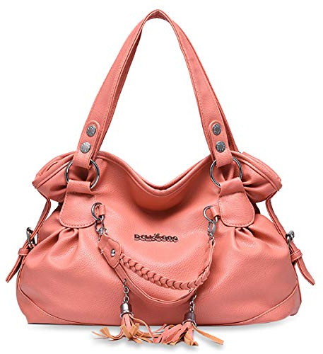 Nicole&Doris - Borsa a tracolla da donna, grande, da donna, con manico, Colore: rosa., L, Borse a mano