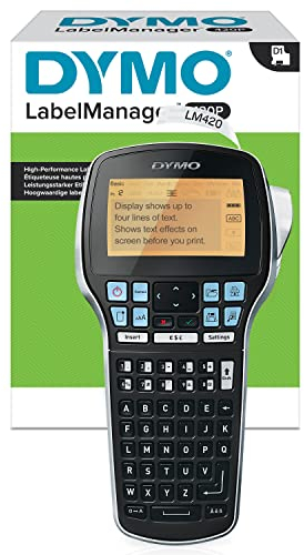 Dymo LabelManager 420P kompaktes tragbares Beschriftungsgerät vierzeiliges Display ABC 10 Schriftarten 7 Schriftgrößen D1