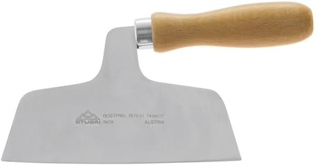 STUBAI Nudelhackl 120 g – Nudelmesser aus rostfreiem Edelstahl mit Holzgriff, traditioneller Nudelschneider für Teigwaren, Nudelhacker für hausgemachte Pasta, Spätzle und Knöpfle