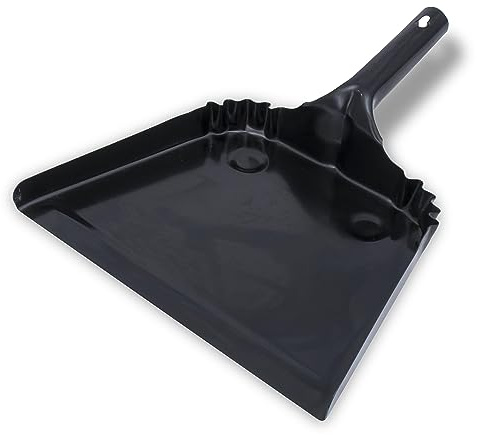 Marshalltown Dust Pans, 12 and 304.8 Size, Heavy 20-Gauge Steel, Corrugated Ribs, Black Baked Enamel Finish, DP12