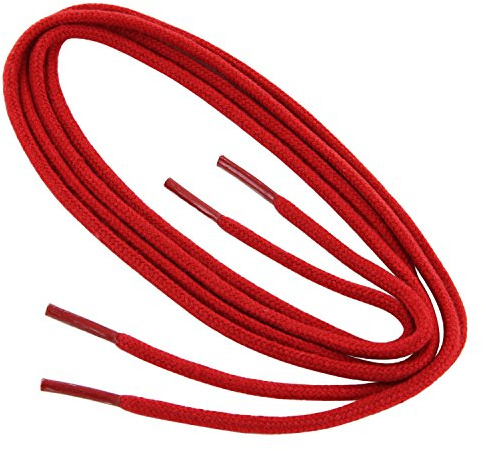 Collonil 1 Paar Schnürsenkel - rund - dünn - Ø 2,0 mm Länge + Rema Metallschlüsselring Ø 2 cm n (60 cm, Rot)