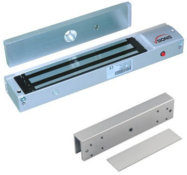 Visionis FPC-5225 600 lbs Indoor Electromagnetic Lock with 600 lbs U Bracket for Glass Door Access Control