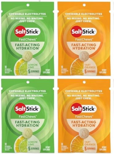 SaltStick FASTCHEWS® Resealable, Variety 4 Pack of Tart Orange & Zesty Lemon-Lime