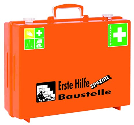 Söhngen Erste-Hilfe-Koffer SPEZIAL Baustelle Advocat MT-CD (Verbandkoffer mit Füllung, inkl. Wandhalterung, schlagfester Kunststoff, Notfallkoffer für Baustellen / Gartenbau / Tiefbau)