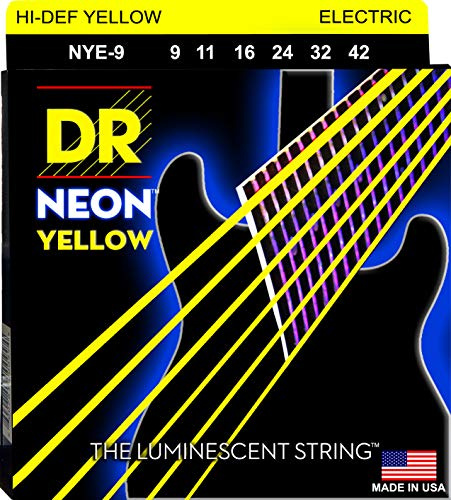 Dr E Neon NYE-9 HiDef Lite Guitar String, Yellow