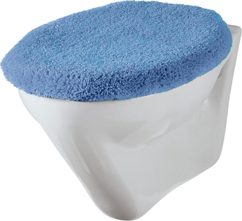 Erwin Müller WC-Deckelbezug mit Schnürung Korfu blau Größe 47x50 cm - flauschig, weich (weitere Farben)