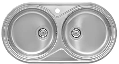 Roca A870920901 - Fregadero de 2 cubetas de acero inoxidable