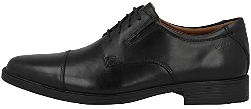 Clarks Herren Tilden Cap Derby, Black Leather Schwarz, 42 EU