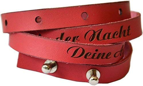 Schmalz Werbeservice Lederarmband, Wickelarmband graviert, inkl. Gravur Wunschtext rot, schlammgrau, Natur, schwarz, braun oder Weiss (rot)