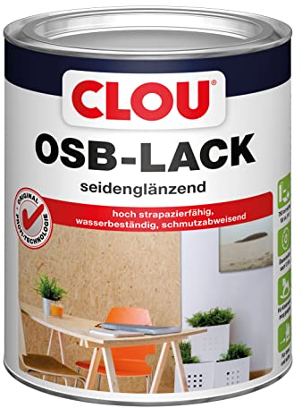 Clou OSB Lack: Seidenglänzender Holzlack zur Versiegelung von OSB-Platten, farbloser Parkettlack, wasserabweisend, 750ml