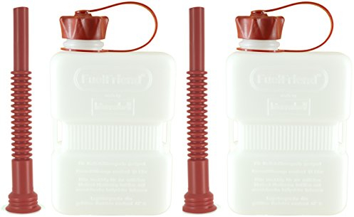 FuelFriend®-PLUS CLEAR 1,0 Liter - Klein-Benzinkanister Mini-Reservekanister + Flexibles Auslaufrohr - im Doppelpack