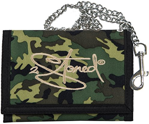 2Stoned Geldbörse Wallet Unisex Camouflage mit Kette und Karabiner, Stick Classic Logo, aus Polyester