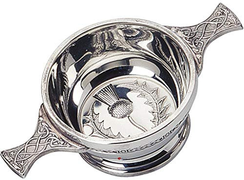 I LUV LTD Thistle Scottish Quaich Celtic Griffe 2 Schüssel Zinn Cup der Freundschaft