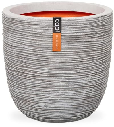 Capi Europe - Topf Kugel Rib NL - 35x34 - Elfenbein - Blumentopf für den Innen- und Außeneinsatz - Übertopf - Pflanztopf - Pflanzgefäß - Kunststoff - KOFI932