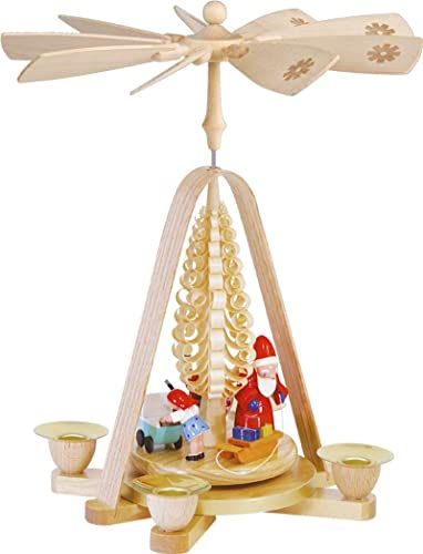 Piramide Natalizia dei Monti Metalliferi Richard Glässer Seiffen con Decorazione Colorata a 1 Piano, alloggiamento Naturale, 01667