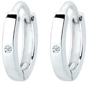 Elli DIAMONDS Ohrringe Damen Creolen Basic mit Diamant (0.01 ct.) in 925 Sterling Silber | 925 Sterling Silber